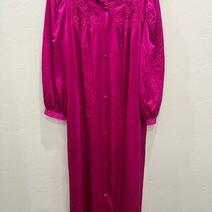 Vintage 60's Hot Pink Magenta Lorraine Nylon Nightgown Large USA
